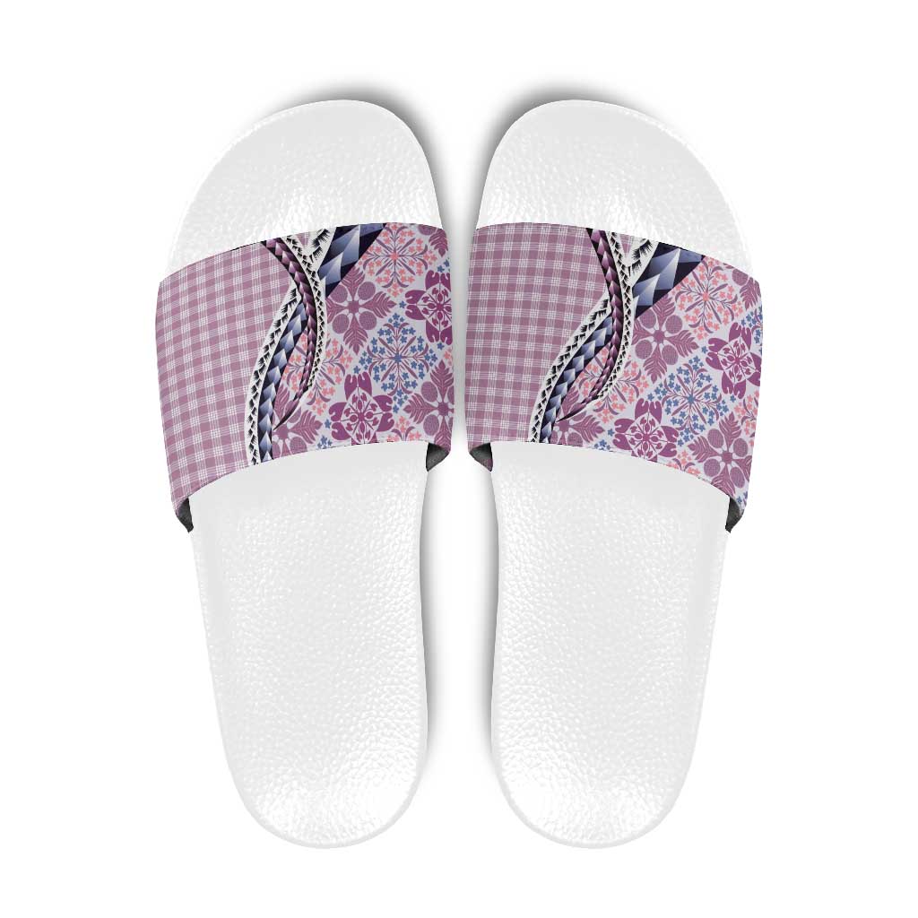 Aloha Vintage Palaka Floral Hawaiian Quilt Slide Sandals Akala Motif - Polynesian Pride