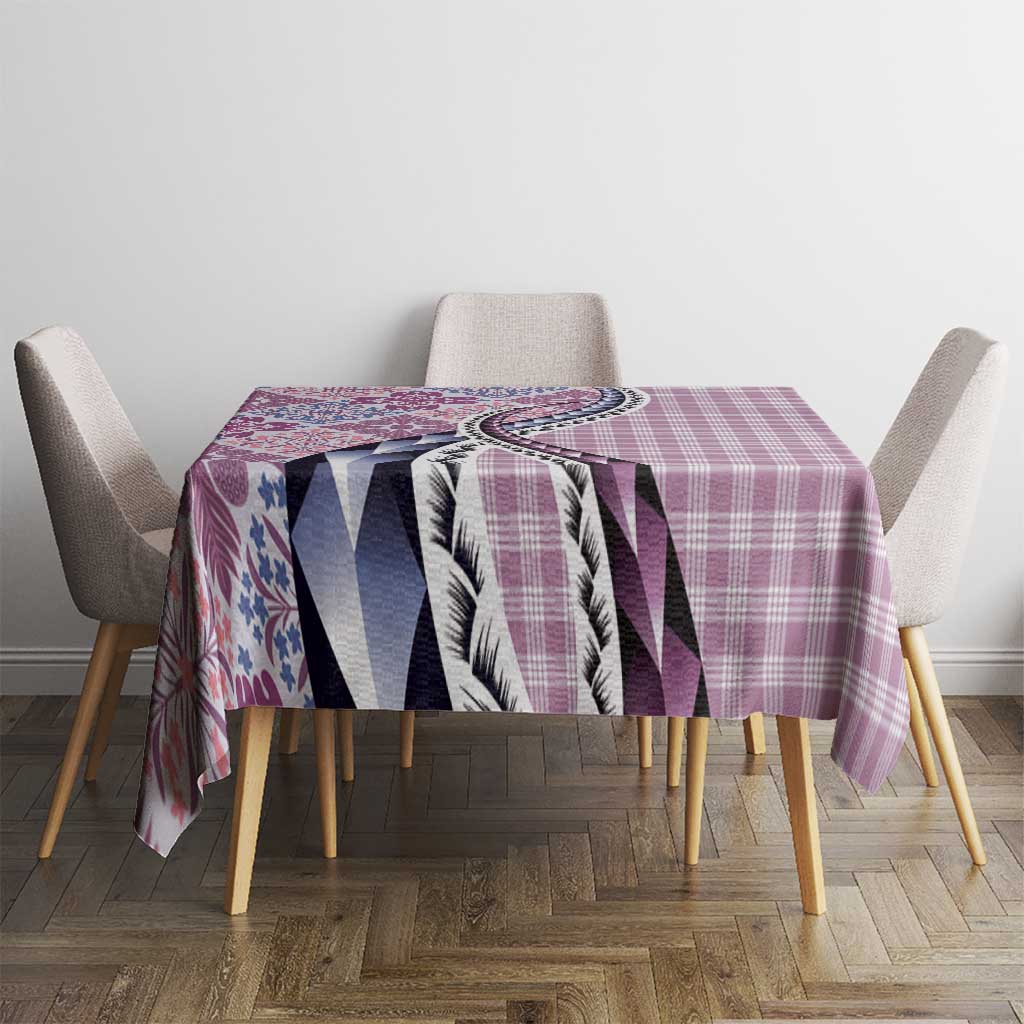 Aloha Vintage Palaka Floral Hawaiian Quilt Tablecloth Akala Motif - Polynesian Pride