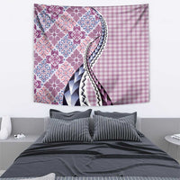 Aloha Vintage Palaka Floral Hawaiian Quilt Tapestry Akala Motif - Polynesian Pride