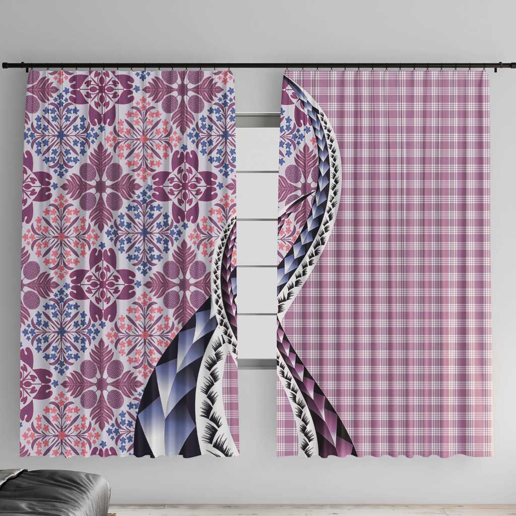 Aloha Vintage Palaka Floral Hawaiian Quilt Window Curtain Akala Motif - Polynesian Pride