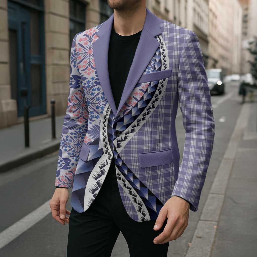 Aloha Vintage Palaka Floral Hawaiian Quilt Blazer Poni Motif - Polynesian Pride