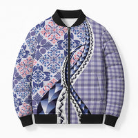 Aloha Vintage Palaka Floral Hawaiian Quilt Bomber Puffer Jacket Poni Motif - Polynesian Pride