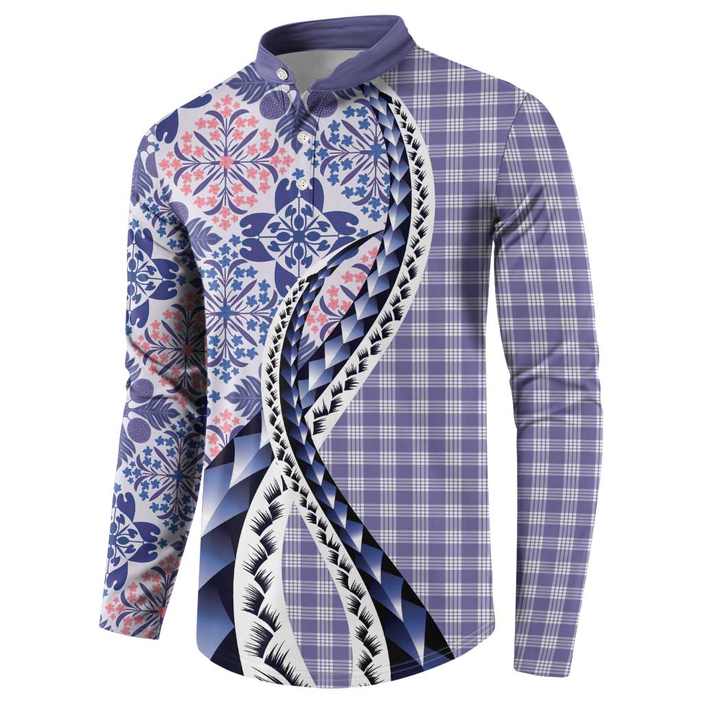 Aloha Vintage Palaka Floral Hawaiian Quilt Button Sweatshirt Poni Motif - Polynesian Pride