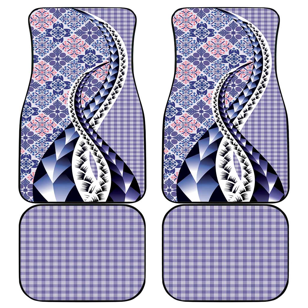 Aloha Vintage Palaka Floral Hawaiian Quilt Car Mats Poni Motif - Polynesian Pride