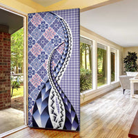 Aloha Vintage Palaka Floral Hawaiian Quilt Door Cover Poni Motif - Polynesian Pride