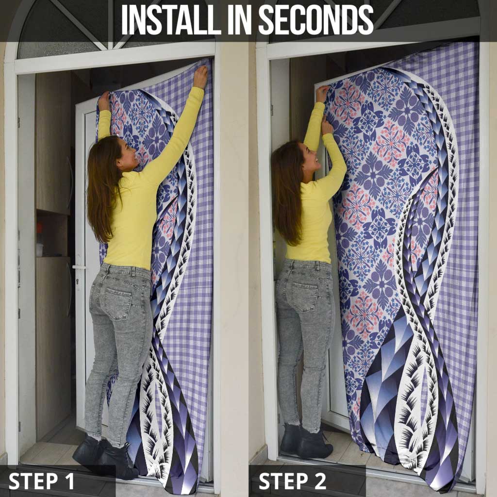 Aloha Vintage Palaka Floral Hawaiian Quilt Door Cover Poni Motif - Polynesian Pride