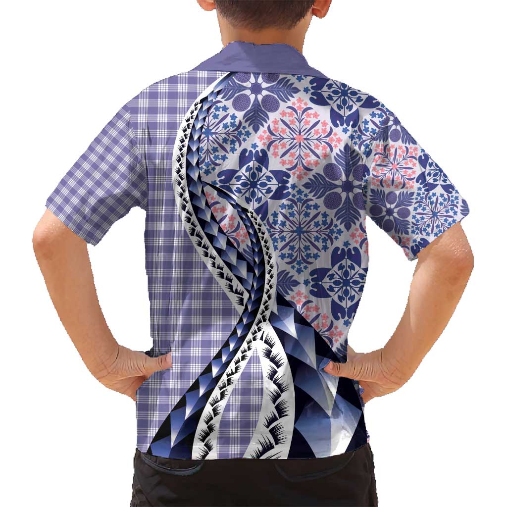 Aloha Vintage Palaka Floral Hawaiian Quilt Family Matching Long Sleeve Bodycon Dress and Hawaiian Shirt Poni Motif LT9 - Polynesian Pride