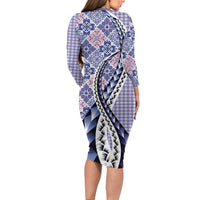Aloha Vintage Palaka Floral Hawaiian Quilt Family Matching Long Sleeve Bodycon Dress and Hawaiian Shirt Poni Motif LT9 - Polynesian Pride