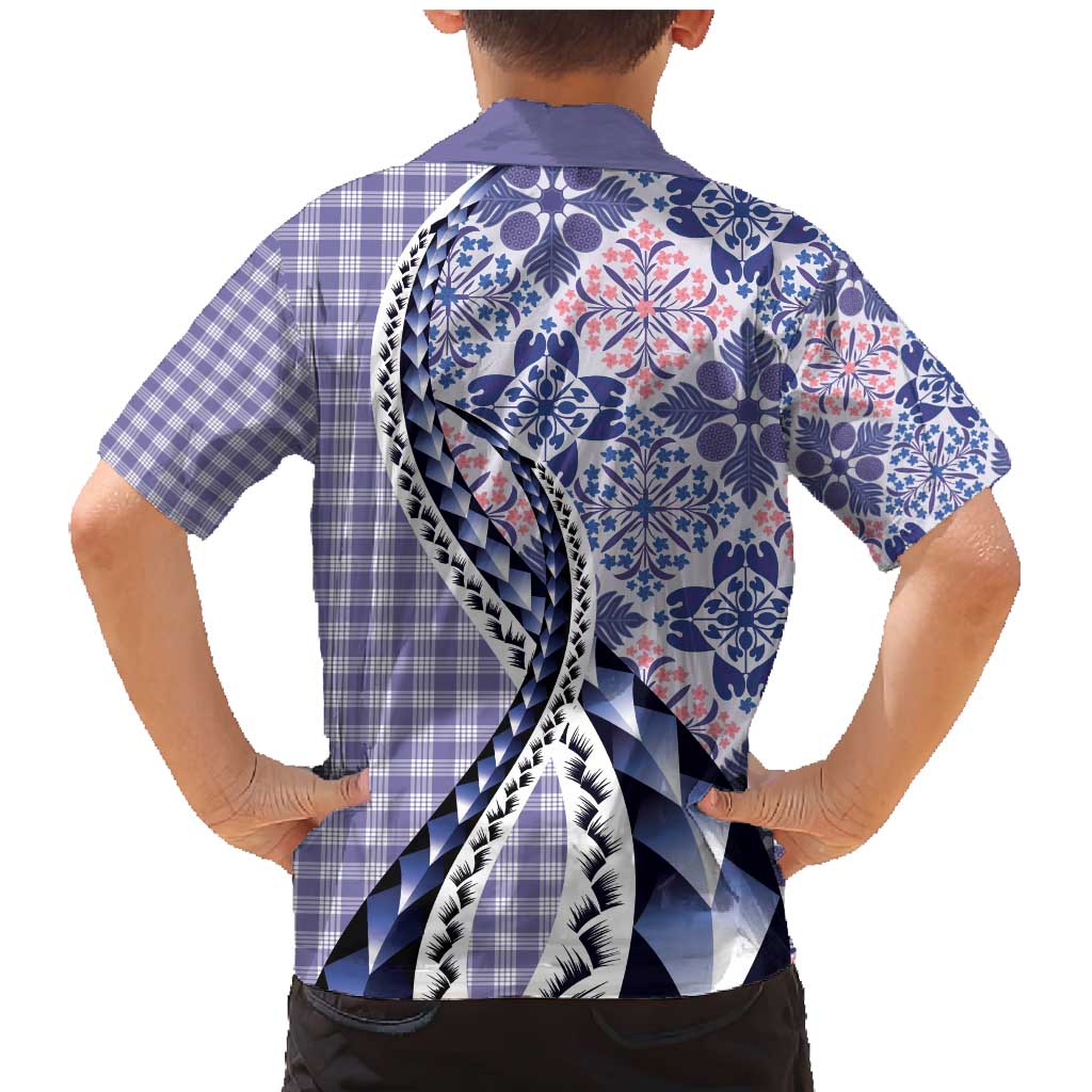 Aloha Vintage Palaka Floral Hawaiian Quilt Family Matching Mermaid Dress and Hawaiian Shirt Poni Motif LT9 - Polynesian Pride