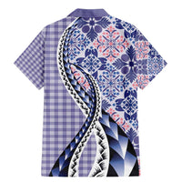 Aloha Vintage Palaka Floral Hawaiian Quilt Family Matching Mermaid Dress and Hawaiian Shirt Poni Motif LT9 - Polynesian Pride