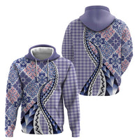 Aloha Vintage Palaka Floral Hawaiian Quilt Hoodie Poni Motif - Polynesian Pride