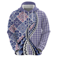 Aloha Vintage Palaka Floral Hawaiian Quilt Hoodie Poni Motif - Polynesian Pride