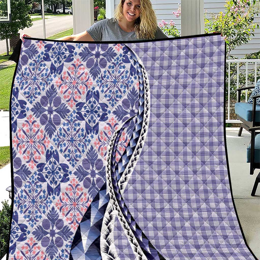 Aloha Vintage Palaka Floral Hawaiian Quilt Quilt Poni Motif - Polynesian Pride