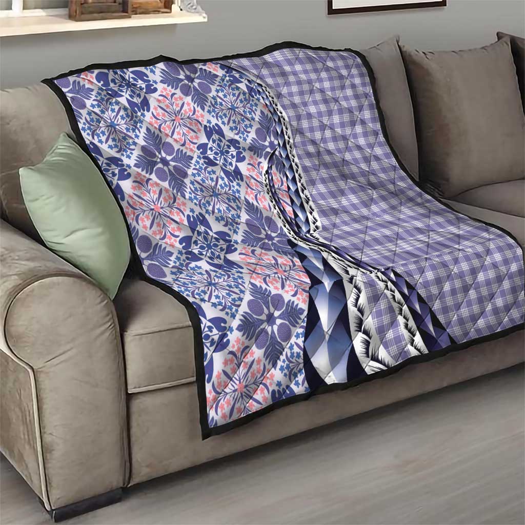 Aloha Vintage Palaka Floral Hawaiian Quilt Quilt Poni Motif - Polynesian Pride