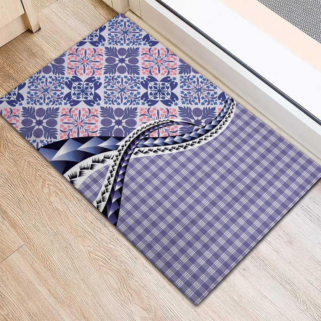 Aloha Vintage Palaka Floral Hawaiian Quilt Rubber Doormat Poni Motif - Polynesian Pride