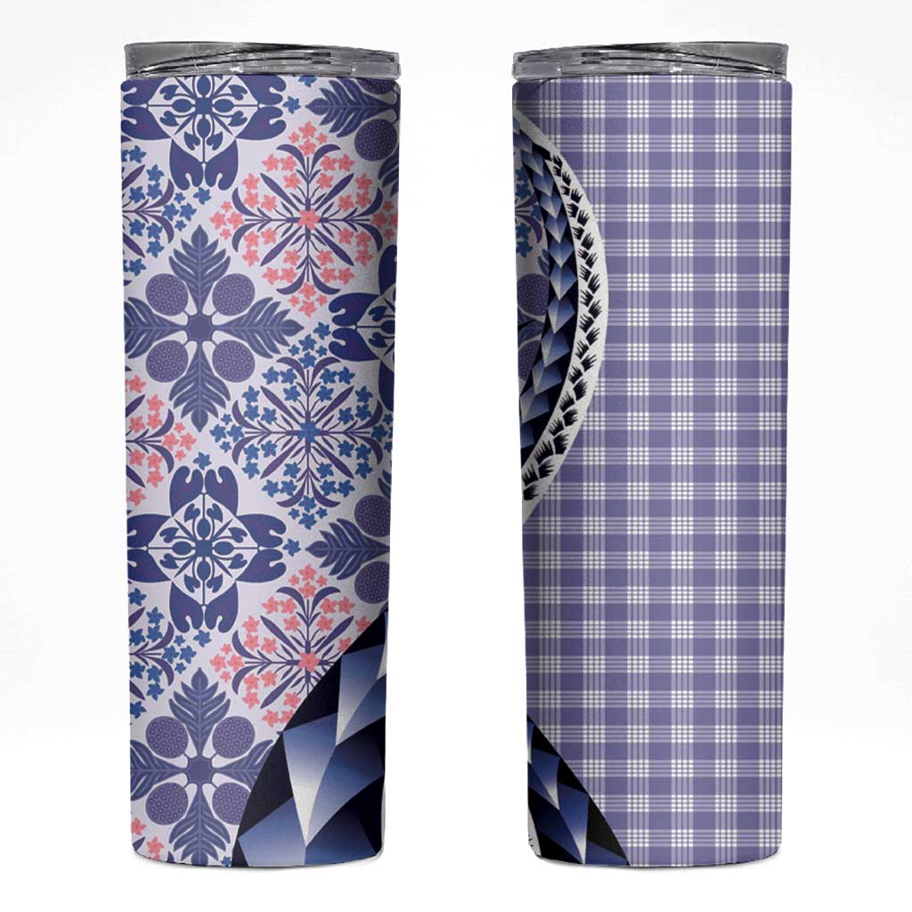 Aloha Vintage Palaka Floral Hawaiian Quilt Skinny Tumbler Poni Motif - Polynesian Pride