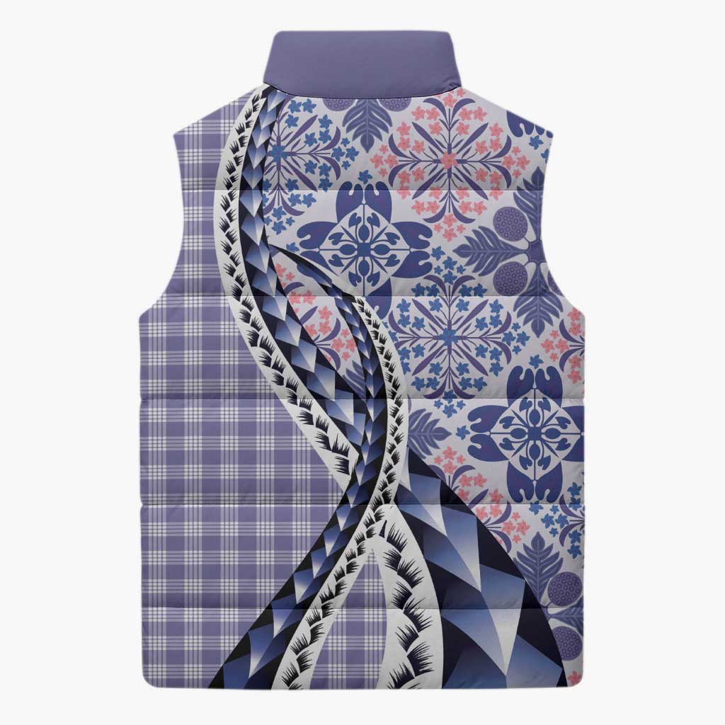 Aloha Vintage Palaka Floral Hawaiian Quilt Sleeveless Puffer Jacket Poni Motif - Polynesian Pride