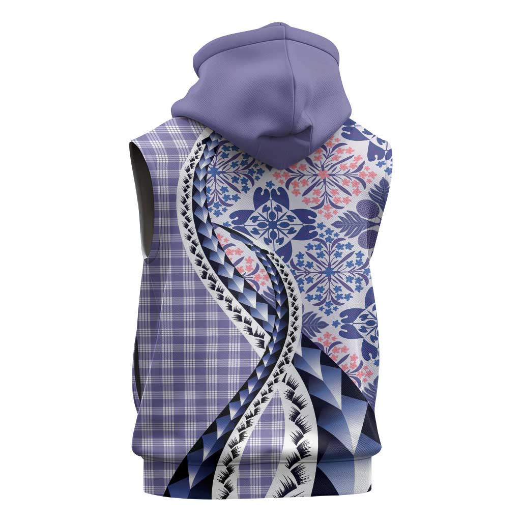 Aloha Vintage Palaka Floral Hawaiian Quilt Sleeveless Zip Hoodie Poni Motif - Polynesian Pride