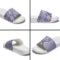 Aloha Vintage Palaka Floral Hawaiian Quilt Slide Sandals Poni Motif - Polynesian Pride