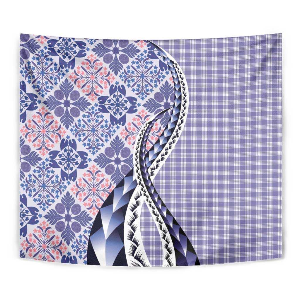 Aloha Vintage Palaka Floral Hawaiian Quilt Tapestry Poni Motif - Polynesian Pride