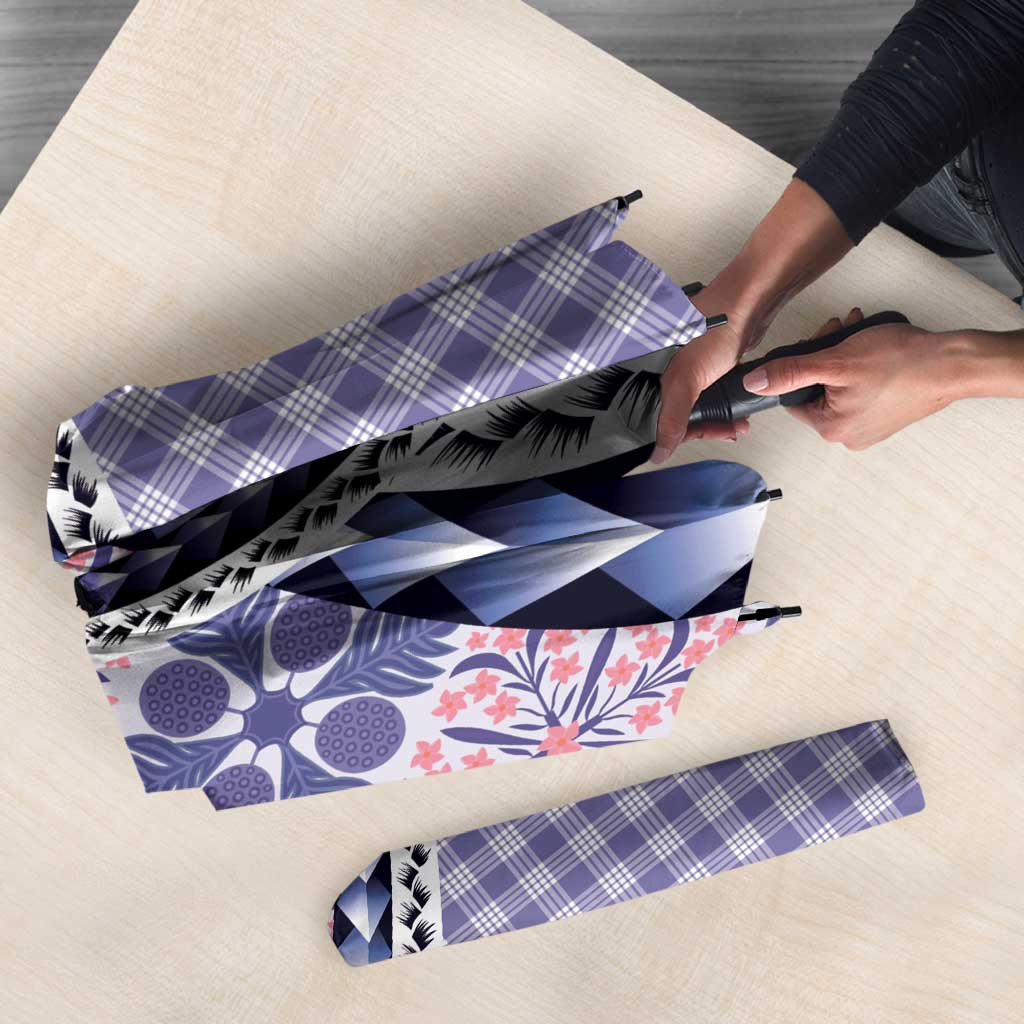 Aloha Vintage Palaka Floral Hawaiian Quilt Umbrella Poni Motif - Polynesian Pride