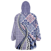 Aloha Vintage Palaka Floral Hawaiian Quilt Wearable Blanket Hoodie Poni Motif - Polynesian Pride