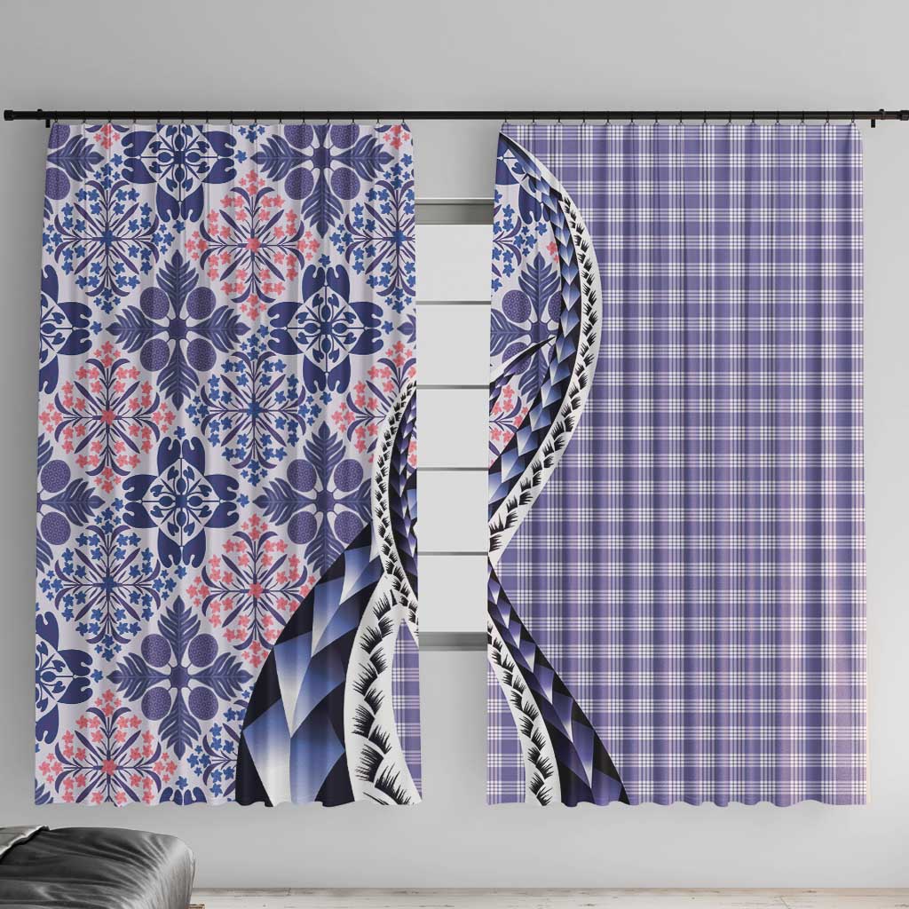 Aloha Vintage Palaka Floral Hawaiian Quilt Window Curtain Poni Motif - Polynesian Pride