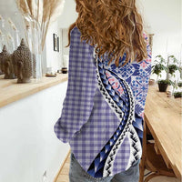 Aloha Vintage Palaka Floral Hawaiian Quilt Women Casual Shirt Poni Motif - Polynesian Pride