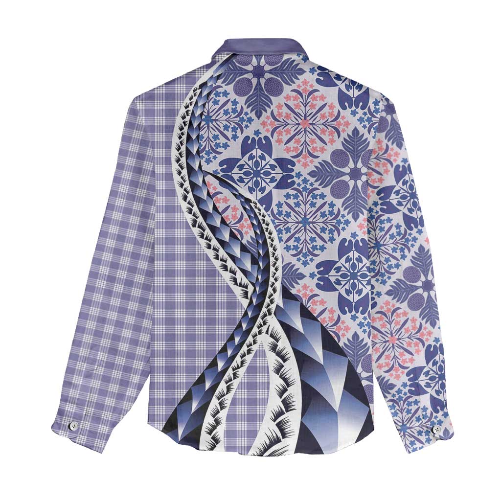 Aloha Vintage Palaka Floral Hawaiian Quilt Women Casual Shirt Poni Motif - Polynesian Pride