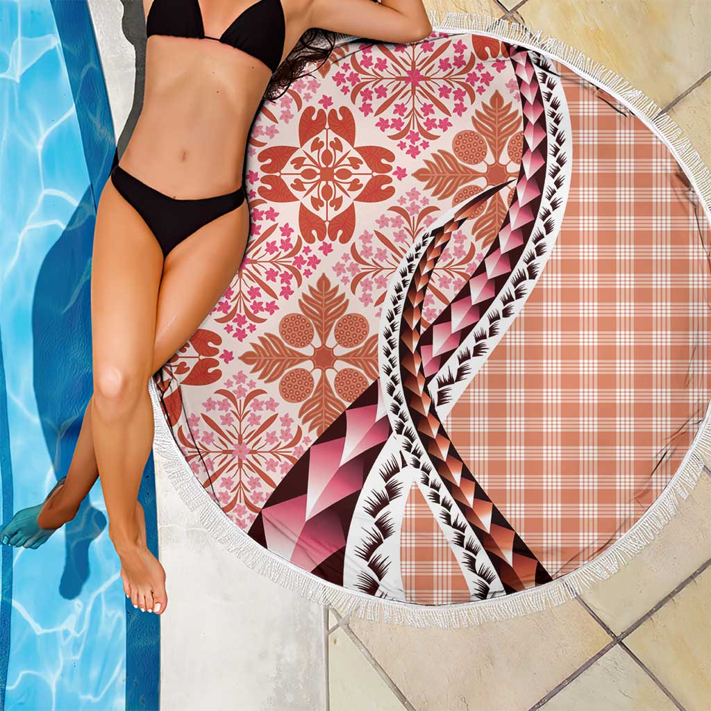 Aloha Vintage Palaka Floral Hawaiian Quilt Beach Blanket Ulaula Motif - Polynesian Pride