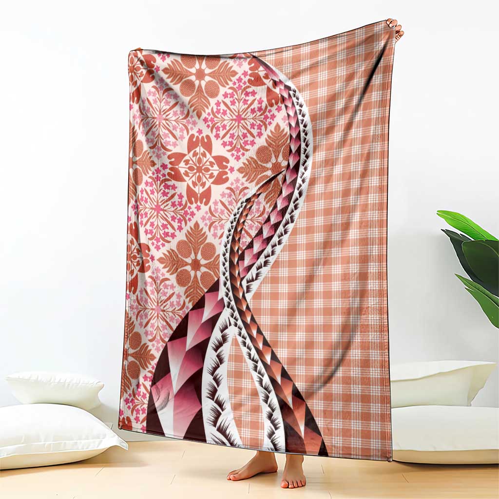 Aloha Vintage Palaka Floral Hawaiian Quilt Blanket Ulaula Motif - Polynesian Pride