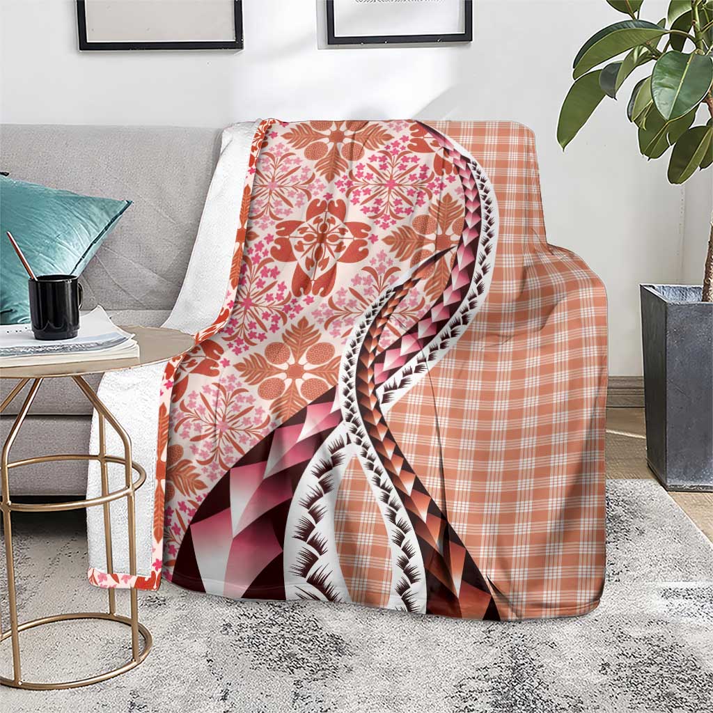 Aloha Vintage Palaka Floral Hawaiian Quilt Blanket Ulaula Motif - Polynesian Pride