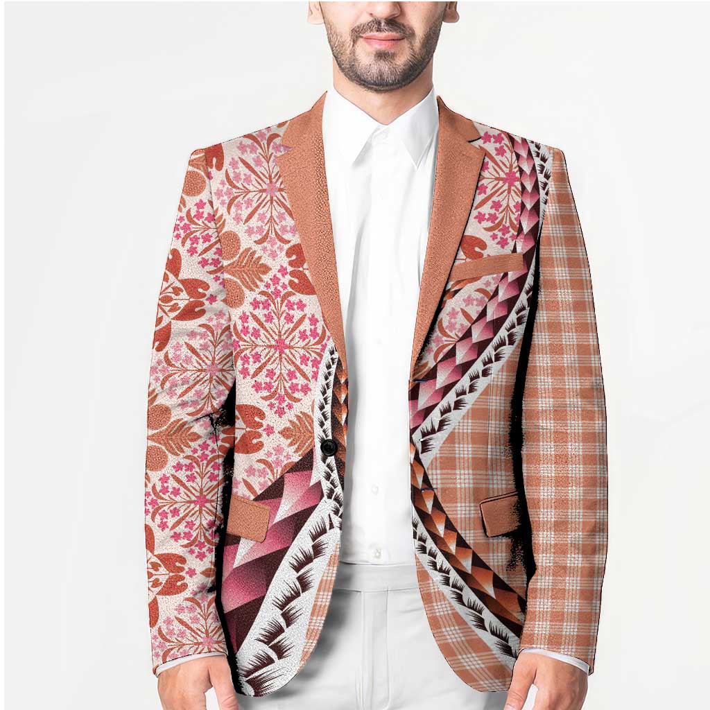 Aloha Vintage Palaka Floral Hawaiian Quilt Blazer Ulaula Motif - Polynesian Pride