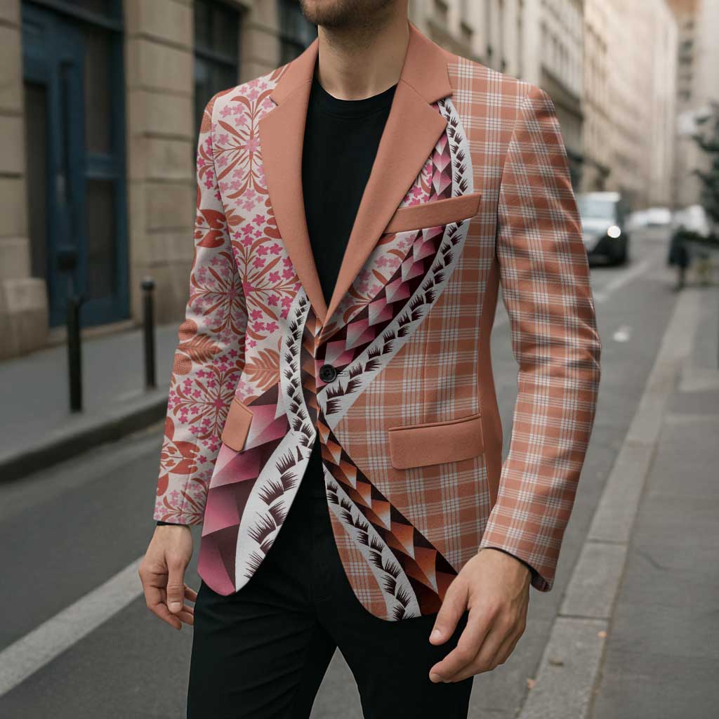 Aloha Vintage Palaka Floral Hawaiian Quilt Blazer Ulaula Motif - Polynesian Pride