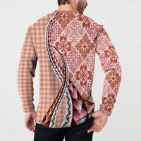 Aloha Vintage Palaka Floral Hawaiian Quilt Button Sweatshirt Ulaula Motif - Polynesian Pride