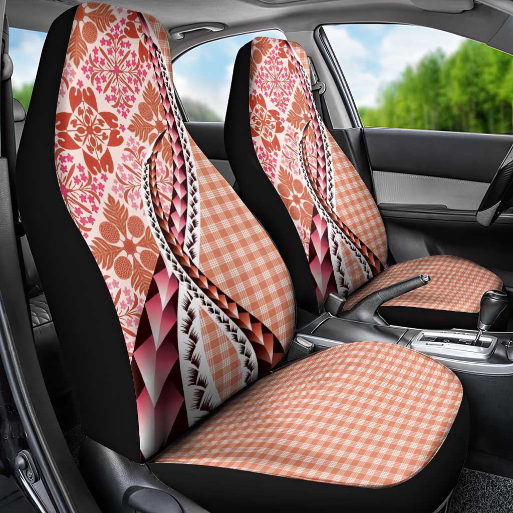 Aloha Vintage Palaka Floral Hawaiian Quilt Car Seat Cover Ulaula Motif - Polynesian Pride