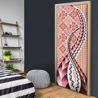 Aloha Vintage Palaka Floral Hawaiian Quilt Door Cover Ulaula Motif - Polynesian Pride