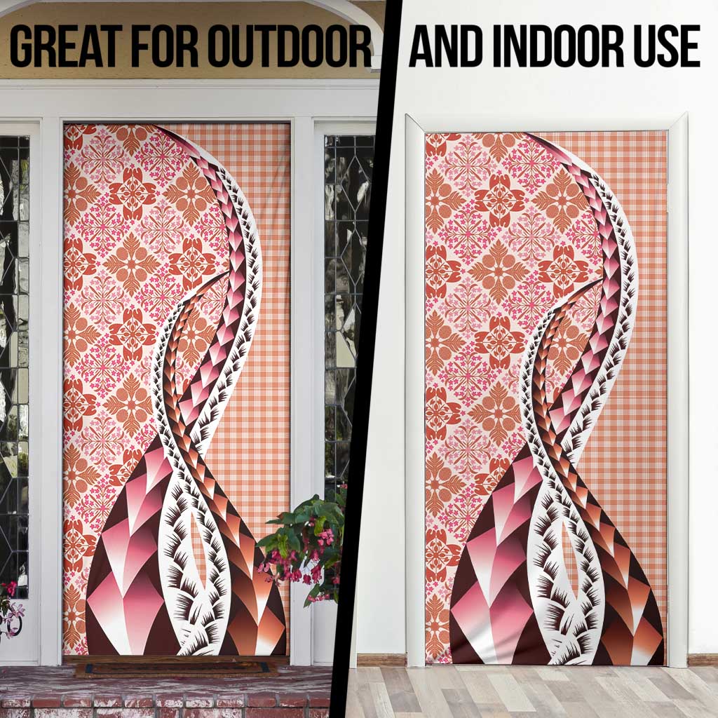 Aloha Vintage Palaka Floral Hawaiian Quilt Door Cover Ulaula Motif - Polynesian Pride