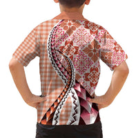Aloha Vintage Palaka Floral Hawaiian Quilt Family Matching Long Sleeve Bodycon Dress and Hawaiian Shirt Ulaula Motif LT9 - Polynesian Pride
