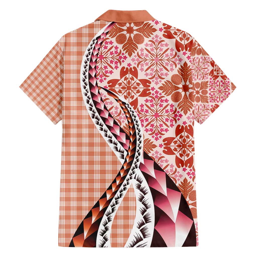 Aloha Vintage Palaka Floral Hawaiian Quilt Family Matching Long Sleeve Bodycon Dress and Hawaiian Shirt Ulaula Motif LT9 - Polynesian Pride