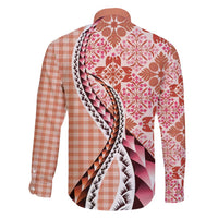 Aloha Vintage Palaka Floral Hawaiian Quilt Family Matching Long Sleeve Bodycon Dress and Hawaiian Shirt Ulaula Motif LT9 - Polynesian Pride