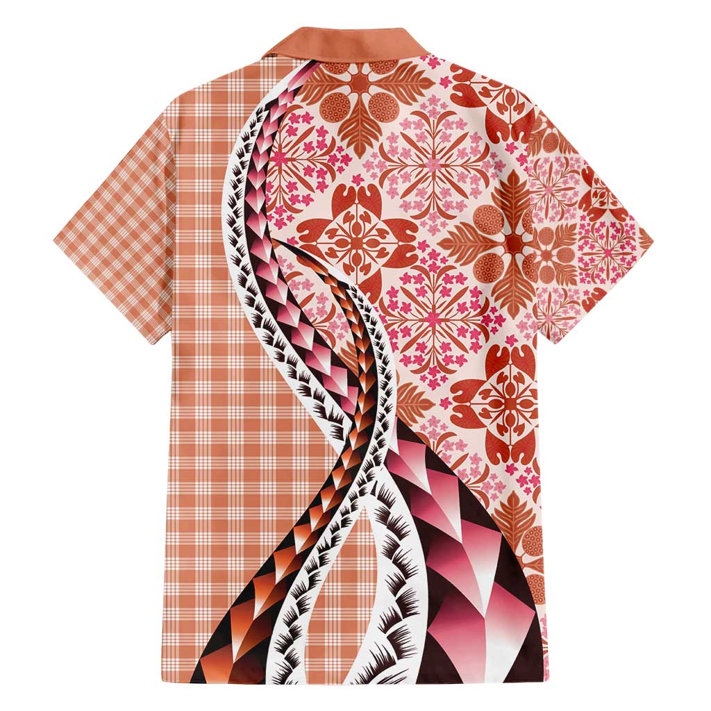 Aloha Vintage Palaka Floral Hawaiian Quilt Family Matching Short Sleeve Bodycon Dress and Hawaiian Shirt Ulaula Motif LT9 - Polynesian Pride