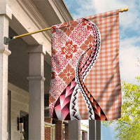 Aloha Vintage Palaka Floral Hawaiian Quilt Garden Flag Ulaula Motif - Polynesian Pride