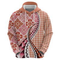 Aloha Vintage Palaka Floral Hawaiian Quilt Hoodie Ulaula Motif - Polynesian Pride