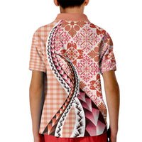 Aloha Vintage Palaka Floral Hawaiian Quilt Kid Polo Shirt Ulaula Motif - Polynesian Pride