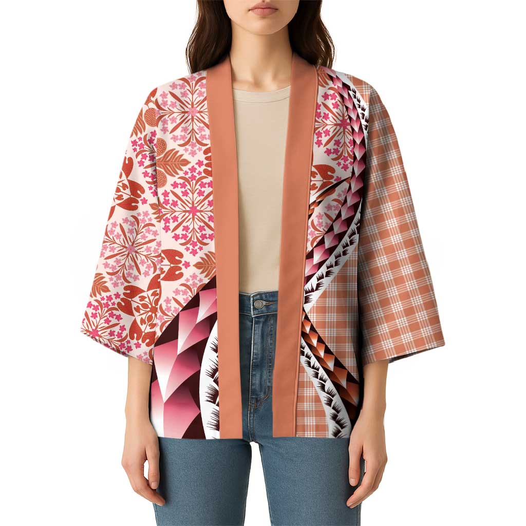 Aloha Vintage Palaka Floral Hawaiian Quilt Kimono Ulaula Motif - Polynesian Pride