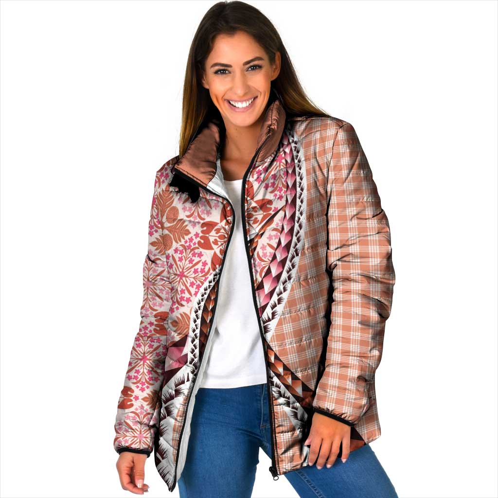 Aloha Vintage Palaka Floral Hawaiian Quilt Padded Jacket Ulaula Motif - Polynesian Pride