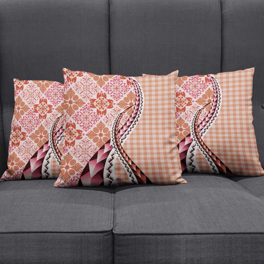 Aloha Vintage Palaka Floral Hawaiian Quilt Pillow Cover Ulaula Motif - Polynesian Pride