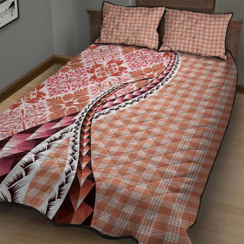 Aloha Vintage Palaka Floral Hawaiian Quilt Quilt Bed Set Ulaula Motif - Polynesian Pride