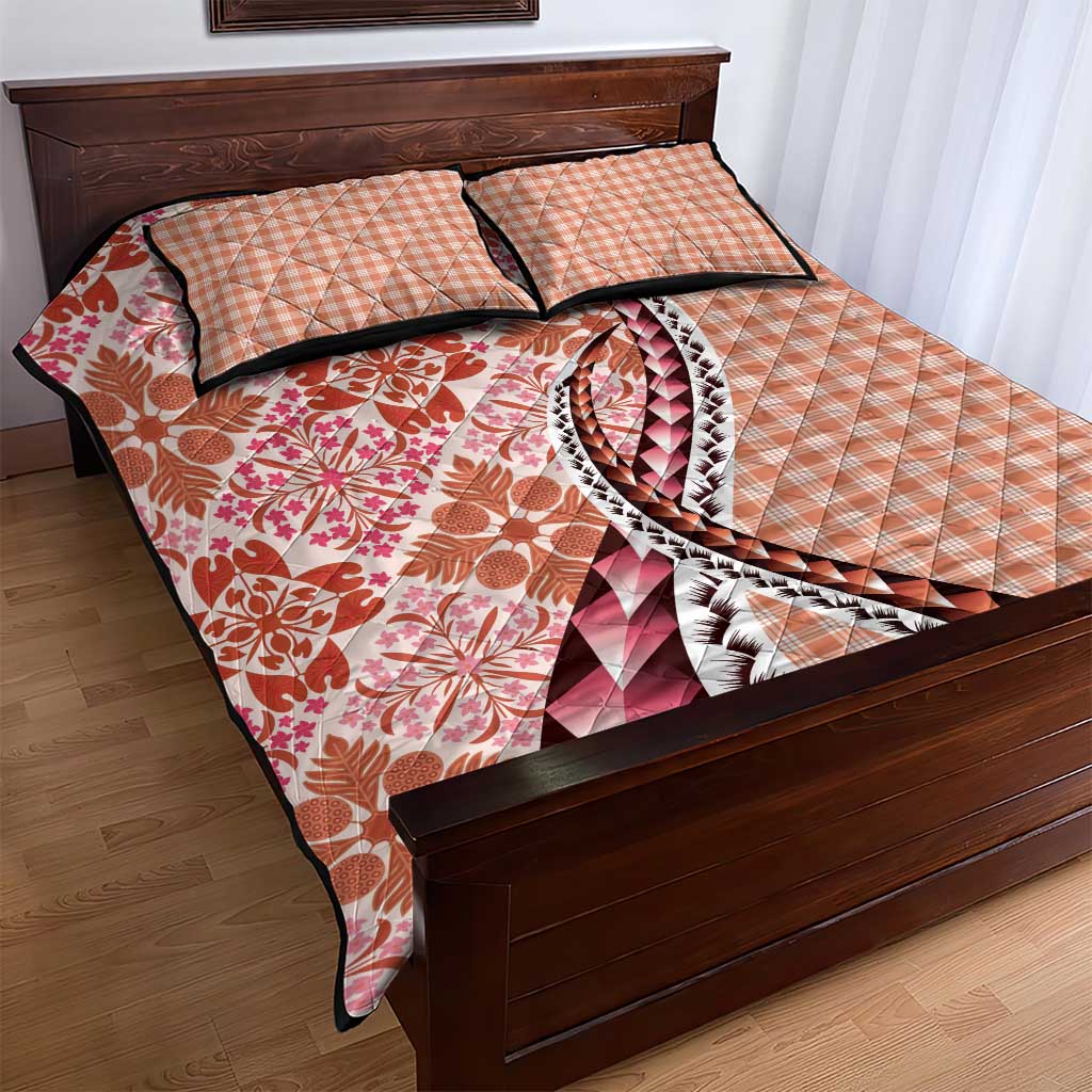 Aloha Vintage Palaka Floral Hawaiian Quilt Quilt Bed Set Ulaula Motif - Polynesian Pride